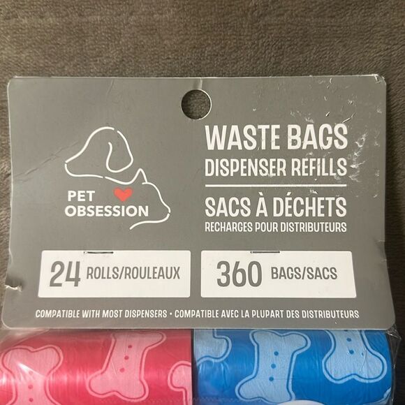 Pet Obsession 24 Rolls Pink Blue Pet Dispenser Refills Waste Bags 360 Total - Picture 2 of 5